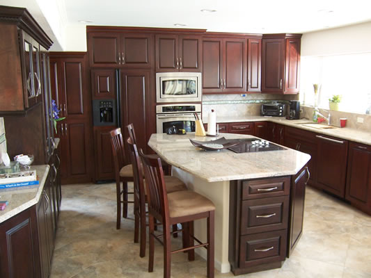 Maple Traditional Cherry Stain Wood Custom Kitchen Cabinets