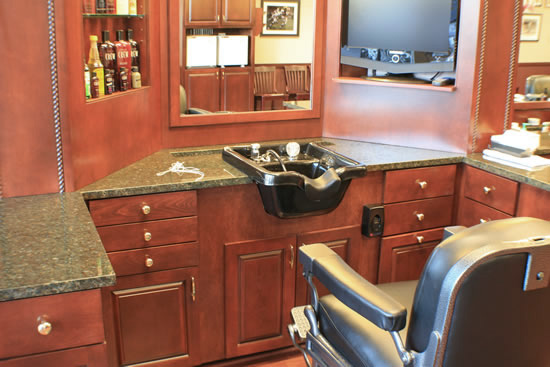 barbershops and salons custom wood cabinets, cabinetry